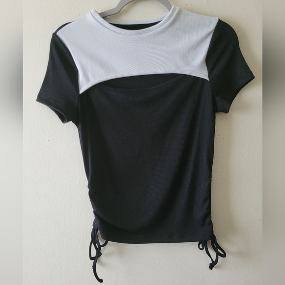 Karen Millen Monochrome Contrast Cutout Minimalist Side Rouched Blouse Top 6 - Picture 2 of 8